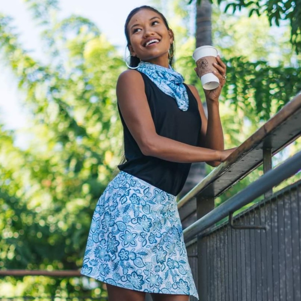 RIpSkirt Hawaii Skirt SMALL Aqua Blue Teal Seaglass Florals Length 1 NW…